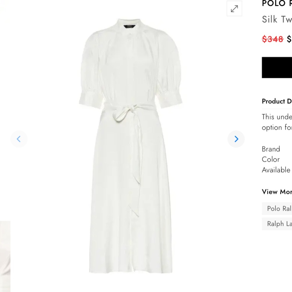 GORGEOUS Cream Silk Ralph Lauren Polo NWT MIDI Dress 10